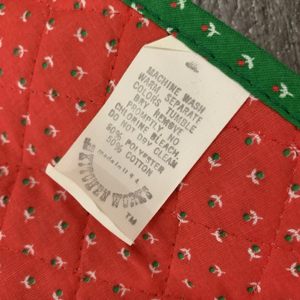 Vintage Kitchen Works Quilted Patchwork Christmas Half Apron w Tie Back